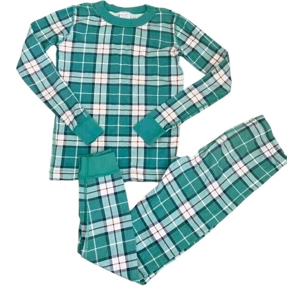 HANNA ANDERSSON Organic Cotton Long John Pajama Set Family Harvest Plaid Green - Picture 2 of 14